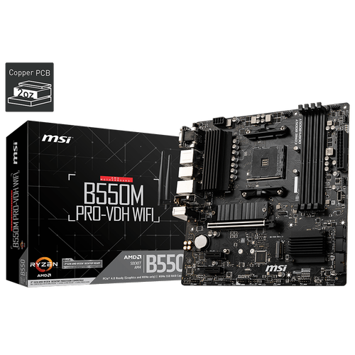 MSI B550M PRO-VDH WIFI DDR4 4400MHZ 1XVGA 1XHDMI 1XDP 2XM.2 USB 3.2 MATX AM4 (AMD 5000 VE 3000 SERS LEMC UYUMLU)