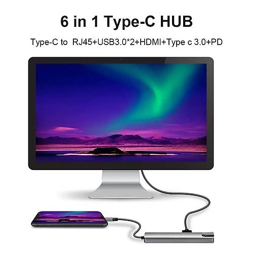 SENSEI TYPE-C 6IN1 HDMI COK FONKSIYONLU USB 3.0 DOCK STATION