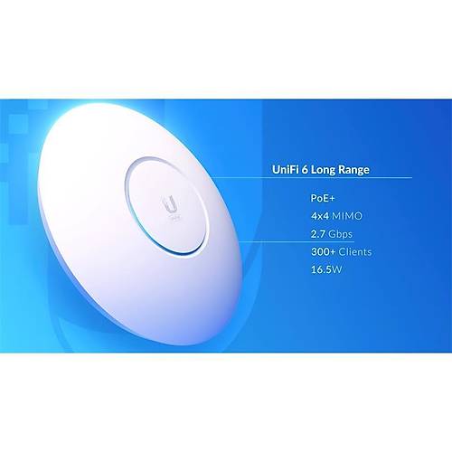 UBNT U6-LR 2.4/5GHZ DUALBAND WIFI6 4X4 MU-MIMO 3.0GBPS  ORTAM TAVAN TP ACCESS POINT(ADAPTRSZ)