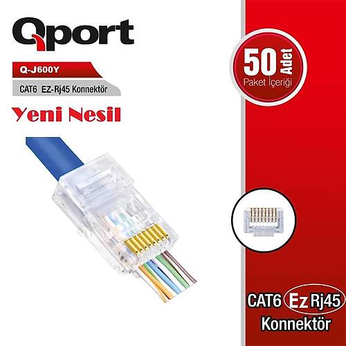 QPORT Q-J600Y CAT6 50 LK PAKET EZ-RJ45 YEN NESL KONNEKTR