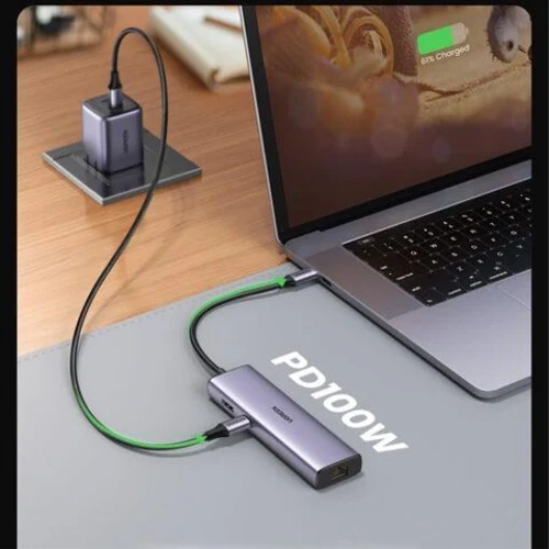UGREEN 90568 7 in 1 1000Mbps Gigabit Ethernet HDMI Kart Okuyucu USB oklayc Hub Adaptr