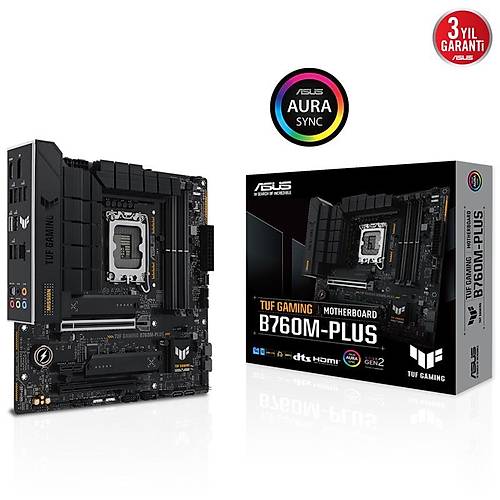 ASUS TUF GAMING B760M-PLUS DDR5 7200MHZ 1XHDMI 1XDP 2XM.2 MATX 1700P (12. / 13. VE 14. NESL LEMC UYUMLU)