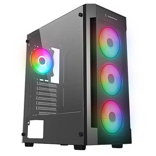 RAMPAGE VIGILANT MESH 650W 80+ BRONZE SYAH TEMPERL CAMLI 4X120MM RGB FAN ATX MIDI TOWER GAMING KASA