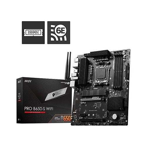 MSI PRO B650-S WIFI DDR5 7200MHZ 1XHDMI 1XDP USB 3.2 M.2 ATX AM5 (AMD AM5 7000 SERS LE UYUMLU)