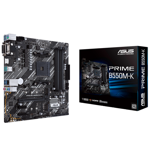 ASUS PRIME B550M-K DDR4 4600MHZ 1XVGA 1XHDMI 1XDVI 2XM.2 USB 3.2 MATX AM4 (AMD AM4 5000/4000 G/3000 SERS LE UYUMLU)