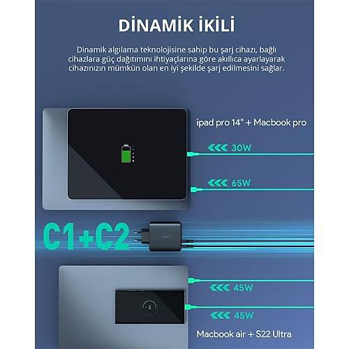 AUKEY PA-B7S-BK 100W DRT BALANTI NOKTALI PD GAN DUVAR ARJ CHAZI