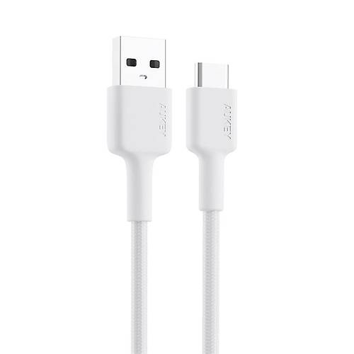 AUKEY CB-CD30-WH NAYLON RGL USB-A TYPE-C ARJ KABLOSU 0.9M