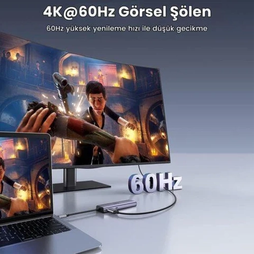 UGREEN 60515 CM512 7 in 1 Type-C to PD 100w HDMI RJ45 USB SD Micro SD Dntrc HUB