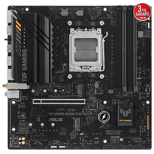 ASUS TUF GAMING A620M-PLUS WIFI DDR5 6400MHZ 1XHDMI 2XDP 2XM.2 USB 3.2 MATX AM5 (AMD AM5 7000 SERS LEMC UYUMLU)