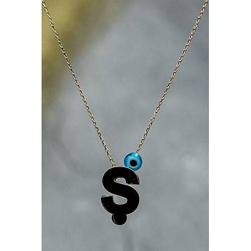 14 Ayar Altın İçi Doricalı Harf Kolye Ş