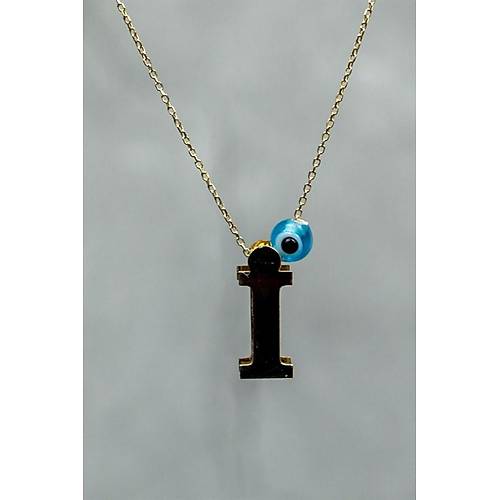 14 Ayar Altın İçi Doricalı Harf Kolye İ Harfi