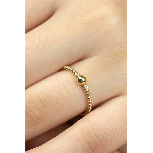 14 Ayar Altın Top Desenli Eklem Yüzük