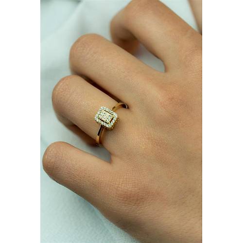 14 Ayar Altın Yanları Taşsız Gold Baget Yüzük