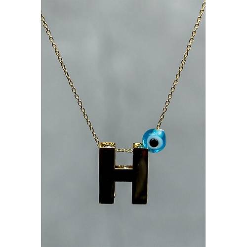 14 Ayar Altın İçi Doricalı Harf Kolye H Harfi