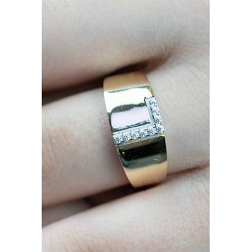 14 Ayar Altın Taşlı Harf Yüzük L