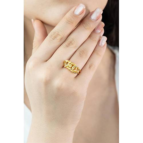 22 Ayar Altın Dallas Mat-Parlak Yüzük İnce