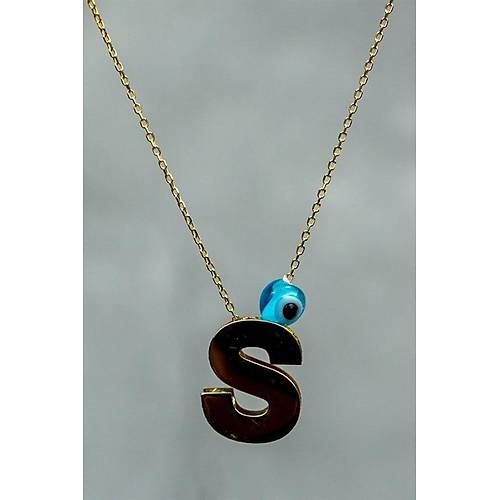 14 Ayar Altın İçi Doricalı Harf Kolye S Harfi