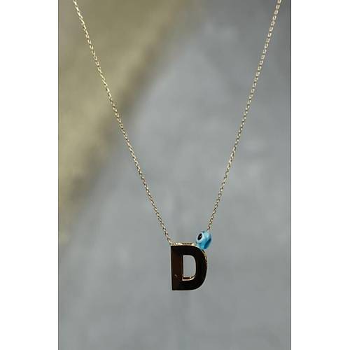 14 Ayar Altın İçi Doricalı Harf Kolye D Harfi