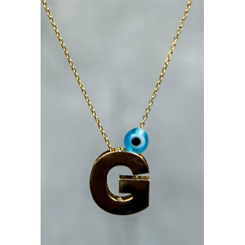 14 Ayar Altın İçi Doricalı Harf Kolye G Harfi