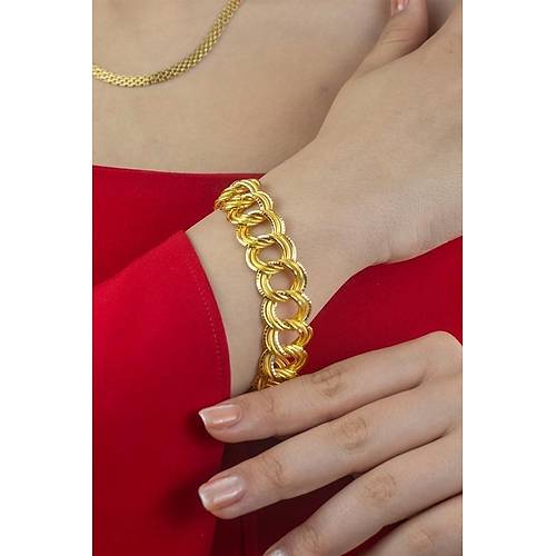 22 Ayar Altın Üç Halkalı Uzayyolu Bileklik 20 gr