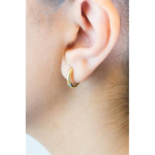 14 Ayar Altın İçi Bombeli Halka Küpe Mini Boy