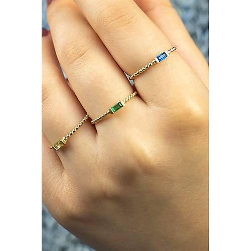 14 Ayar Altın Yatay Taşlı Eklem Yüzük Sarı