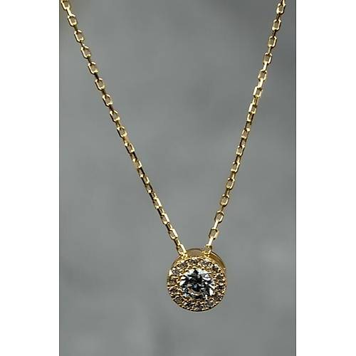 14 Ayar Sarı Altın Yuvarlak Tektaş Kolye 1.83 gr