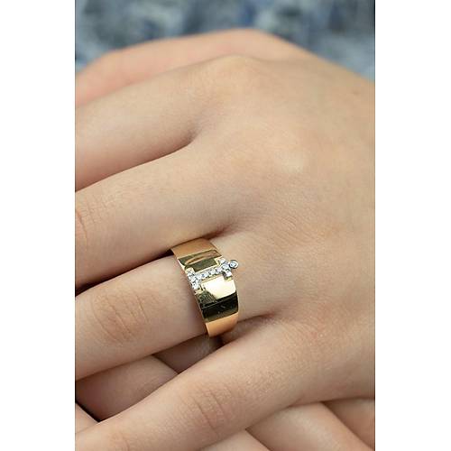 14 Ayar Altın Taşlı Harf Yüzük i