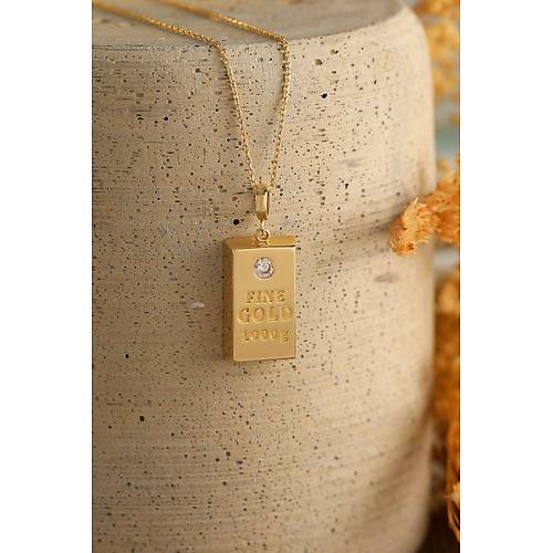 14 Ayar Altın Külçe Kolye Mini Boy