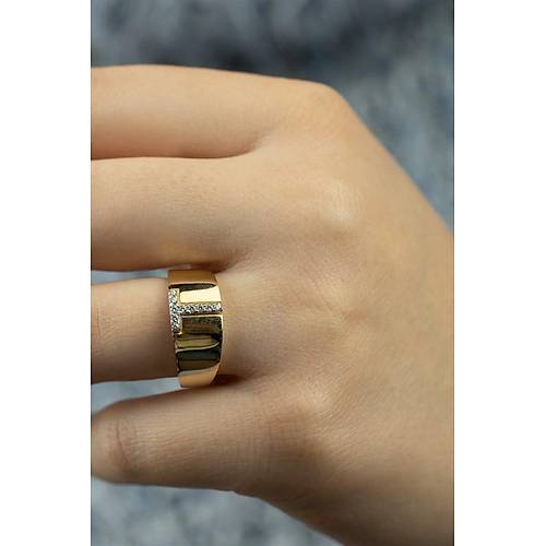 14 Ayar Altın Taşlı Harf Yüzük T