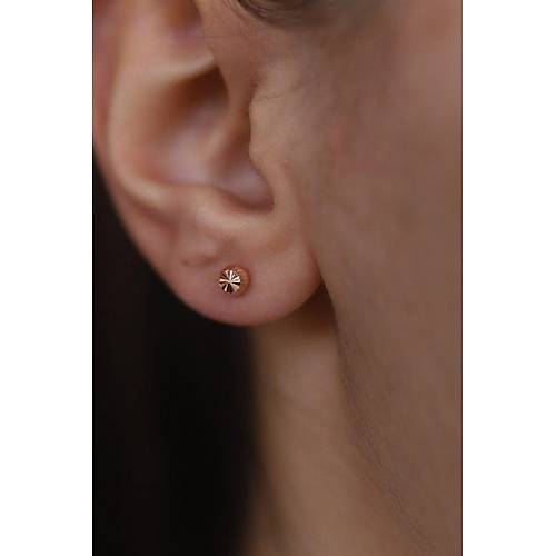 14 Ayar Altın Mini Boy Top Küpe