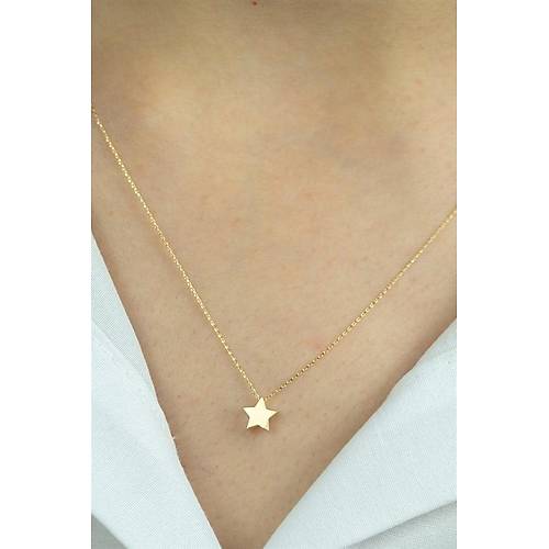 14 Ayar Altın Yıldız Minimal Kolye