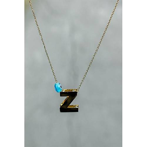 14 Ayar Altın İçi Doricalı Harf Kolye Z Harfi