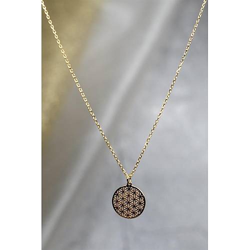 14 Ayar Altın Yaşam Çiçeği Kolye Mini boy