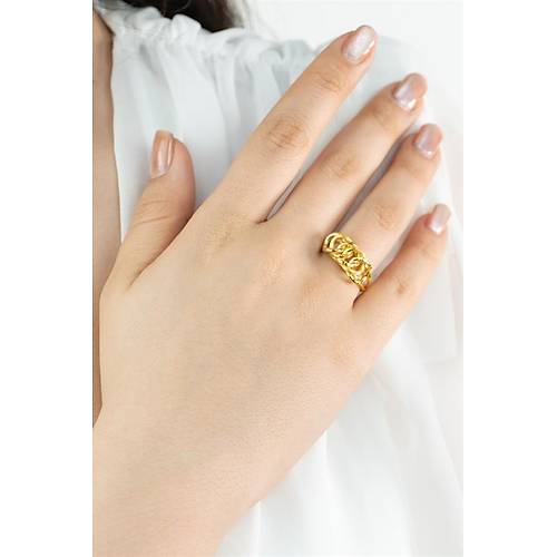 22 Ayar Altın Dallas Mat-Parlak Yüzük İnce