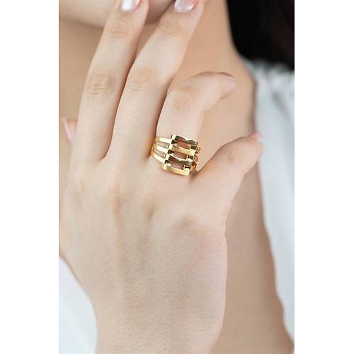 22 Ayar Altın Dört Sıra Kaburga Yüzük