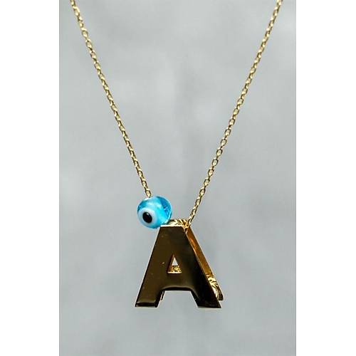 14 Ayar Altın İçi Doricalı Harf Kolye A Harfi