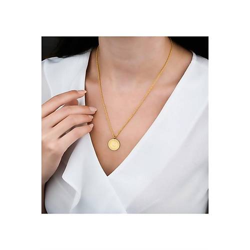 22 Ayar Çeyrekli 14 Ayar Halat Zincirli Kolye