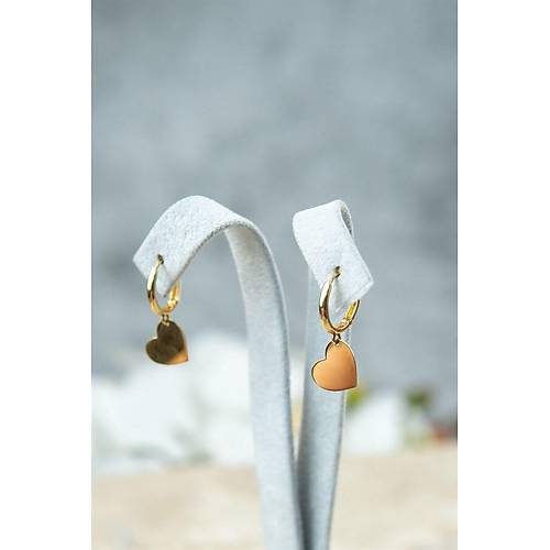 14 Ayar Altın Kalp Pul Halka Küpe