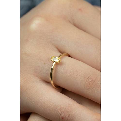 14 Ayar Altın Dikey Taşlı Eklem Yüzük Sarı