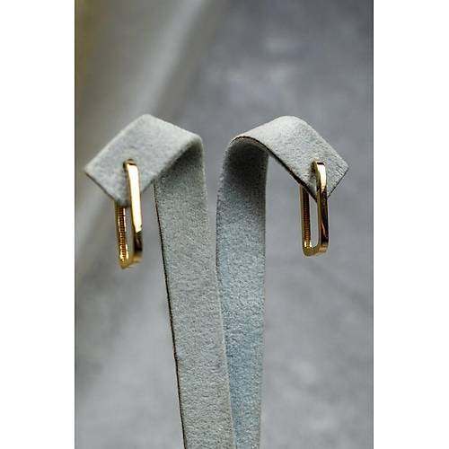 14 Ayar Gold Altın Dikdörtgen Kesim Taşsız Küpe