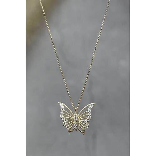 14 Ayar Sarı Altın Kelebek Kolye 2.58 gr