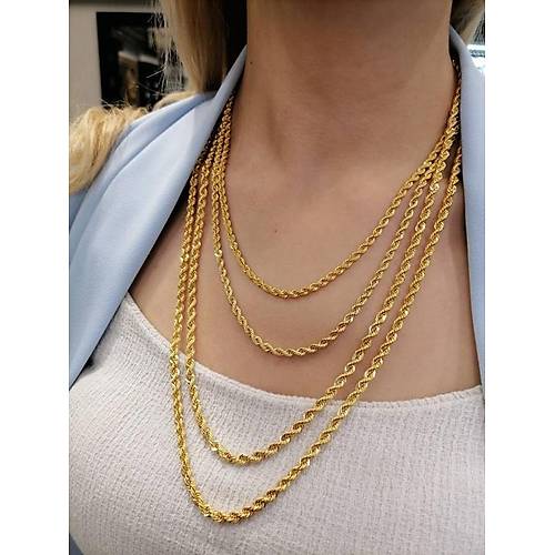 14 Ayar Altın Halat Zincir Kolye Orta Kalın