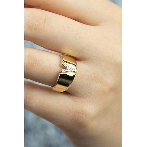 14 Ayar Altın Taşlı Harf Yüzük Y