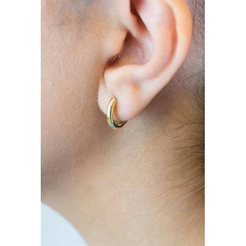 14 Ayar Altın İçi Bombeli Halka Küpe Mini Boy