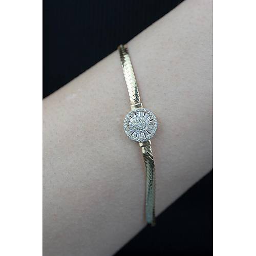 14 Ayar Altın Yuvarlak Baget Taşlı Spor Bileklik 5 gr