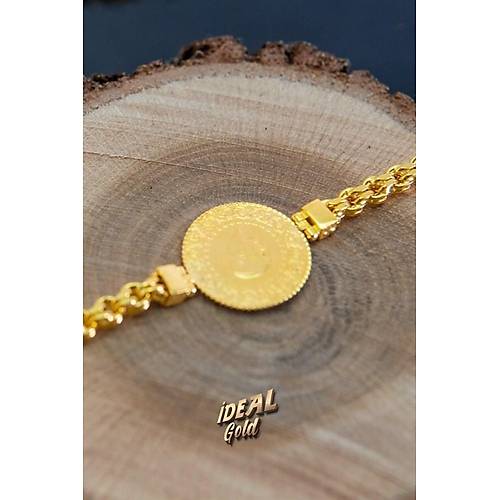 22 Ayar Çeyrekli Çift Sıra Altın Kulp Bileklik