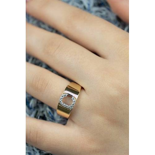 14 Ayar Altın Taşlı Harf Yüzük C