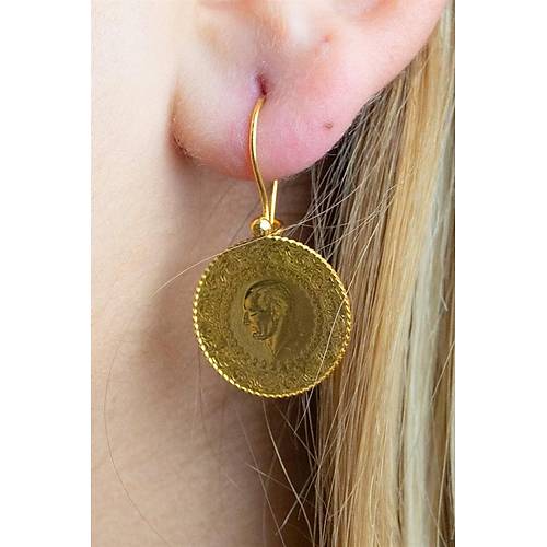 22 Ayar Altın Çeyrekli Küpe