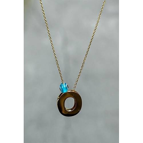 14 Ayar Altın İçi Doricalı Harf Kolye O Harfi